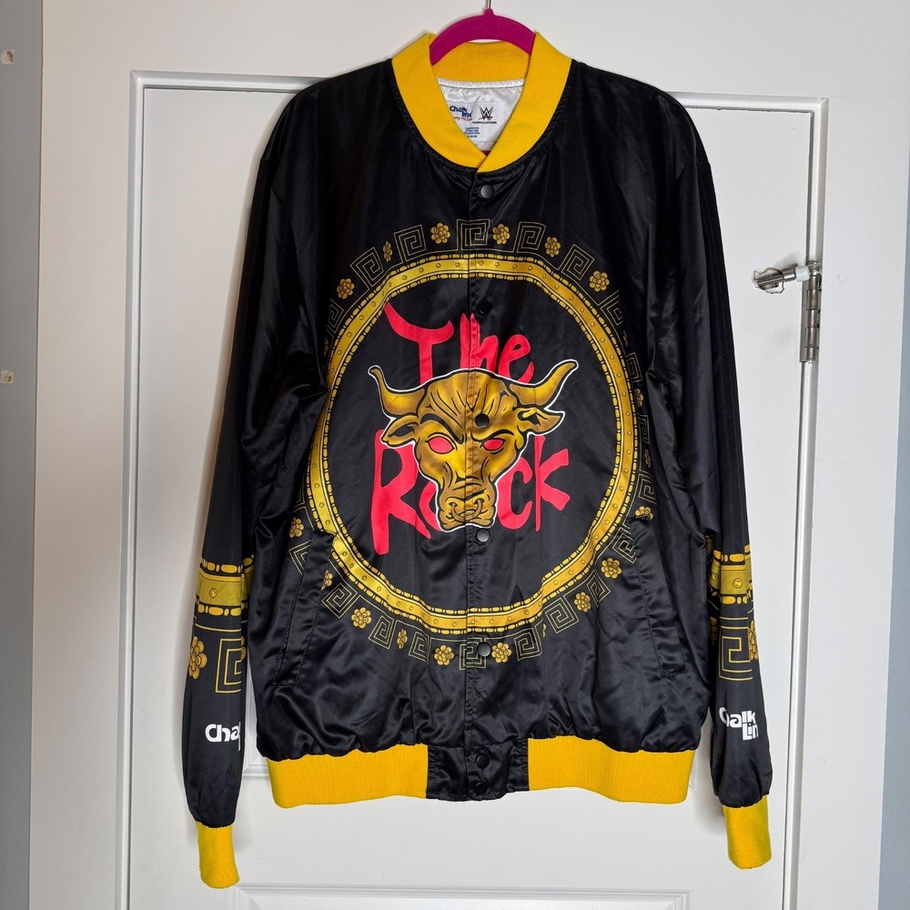 WWE The Rock Retro Fanimation Chalk Line Snap Jacket Sz XL - Picture 2 of 13